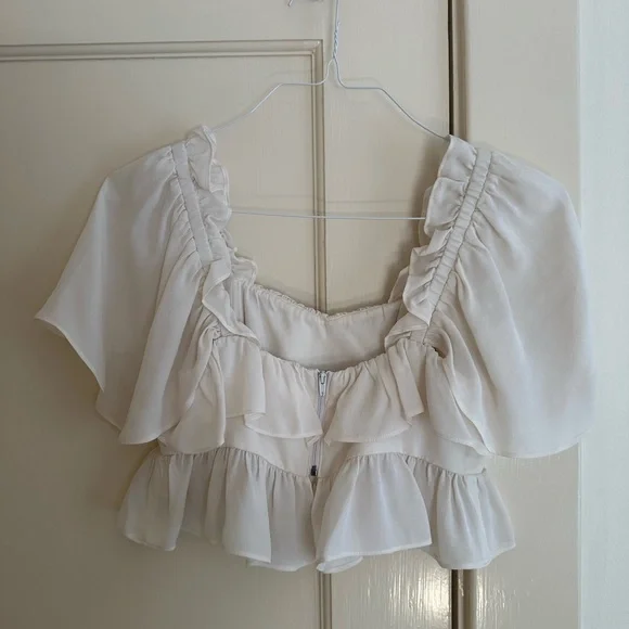 Stone cold fox white ruffle blouse